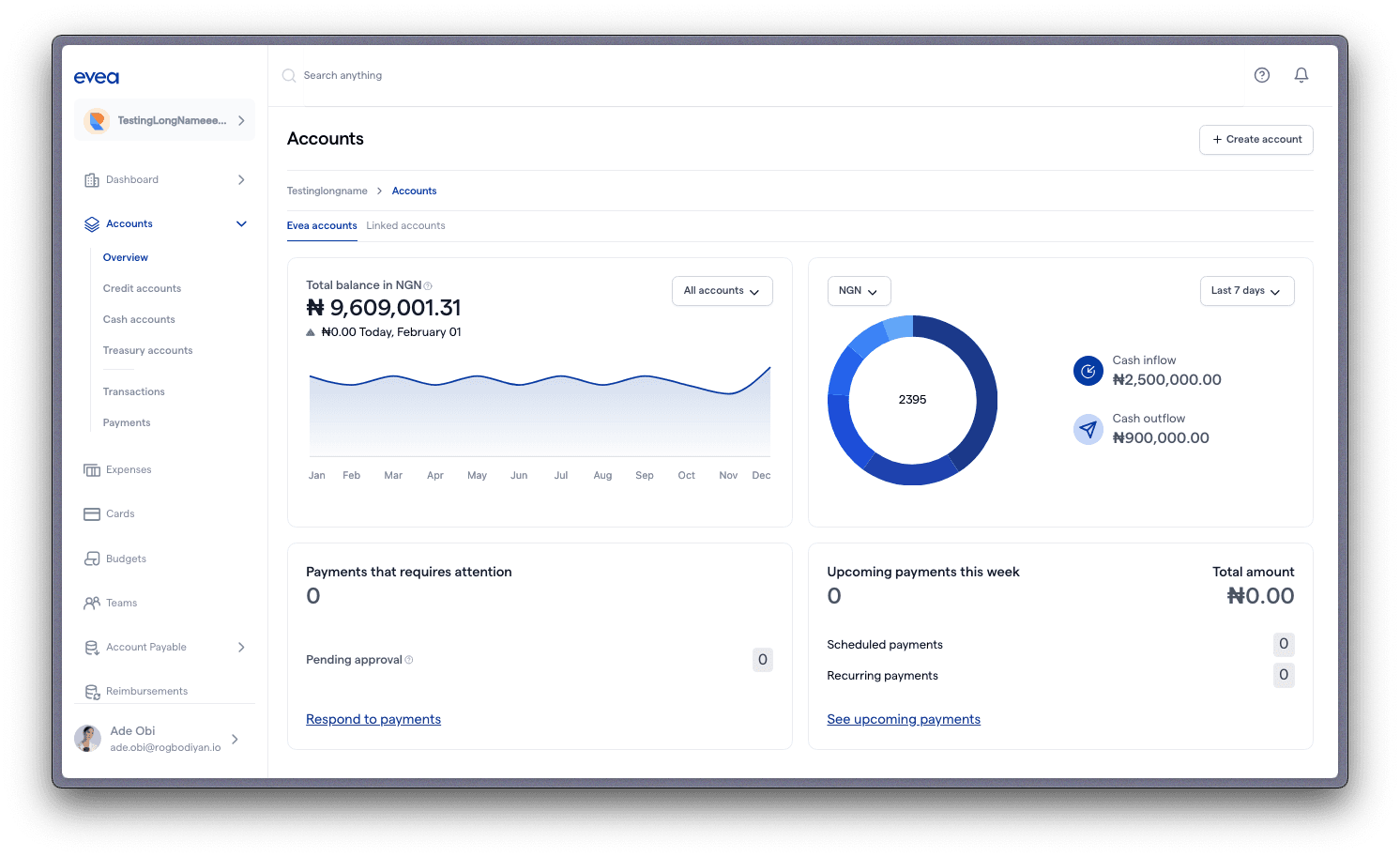 Evea Account Dashboard Overview